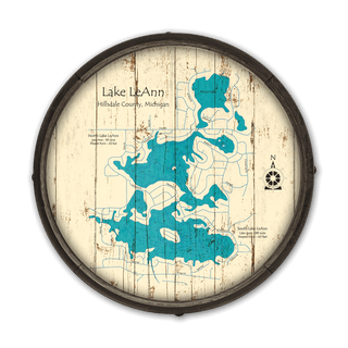 Lake LeAnn, Michigan on a Barrel End Barrel End Wall Art Lake Art