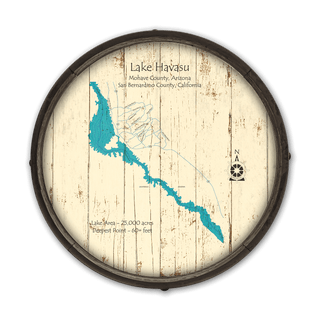 Lake Havasu, AZ CA on a Barrel End Barrel End Wall Art Lake Art