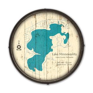 Lake Minnewashta, Minnesota on a Barrel End Barrel End Wall Art Lake Art