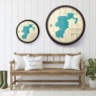 Lake Minnewashta, Minnesota on a Barrel End Barrel End Wall Art Lake Art