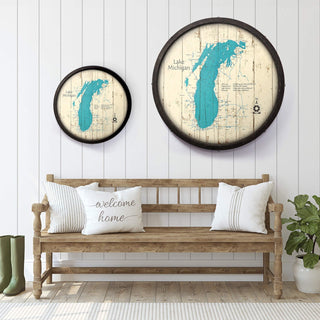Lake Michigan on a Barrel End Barrel End Wall Art Lake Art