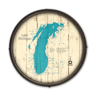 Lake Michigan on a Barrel End Barrel End Wall Art Lake Art