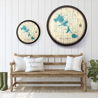 Lakes of Madison, Wisconsin on a Barrel End Barrel End Wall Art Lake Art