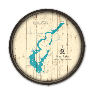 Long Lake, Waushburn County, Wisconsin on a Barrel End Barrel End Wall Art Lake Art