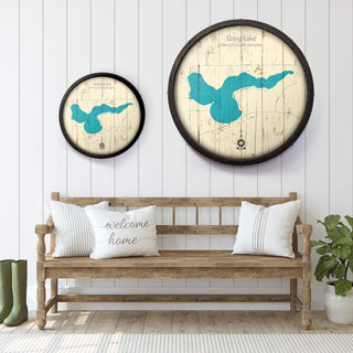 Long Lake, Otter Tail County MN on a Barrel End Barrel End Wall Art Lake Art
