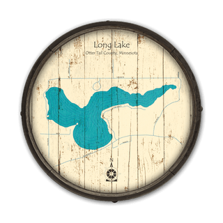 Long Lake, Otter Tail County MN on a Barrel End Barrel End Wall Art Lake Art
