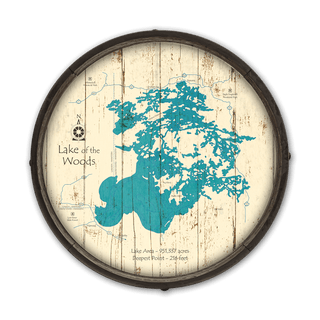 Lake of the Woods, Canada, MN on a Barrel End Barrel End Wall Art Lake Art