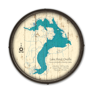 Lake Pend Oreille, Idaho on a Barrel End Barrel End Wall Art Lake Art
