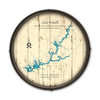 Lake Powell, Utah/Arizona on a Barrel End Barrel End Wall Art Lake Art