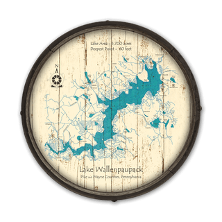 Lake Wallenpaupack, Pennsylvania on a Barrel End Barrel End Wall Art Lake Art