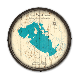 Lake Waukewan, New Hampshire on a Barrel End Barrel End Wall Art Lake Art