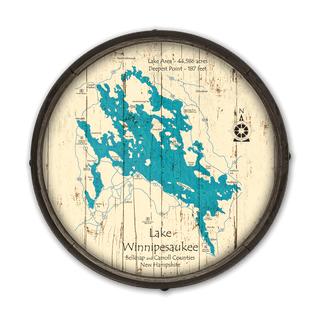 Lake Winnipesaukee, New Hampshire on a Barrel End Barrel End Wall Art Lake Art