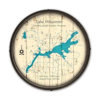 Lake Wisconsin, Wisconsin on a Barrel End Barrel End Wall Art Lake Art