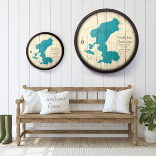 Middle Eau Claire Lake, Wisconsin on a Barrel End Barrel End Wall Art Lake Art