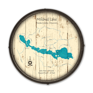 Mildred Lake, Wisconsin on a Barrel End Barrel End Wall Art Lake Art