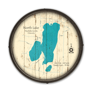 North Lake, Wisconsin on a Barrel End Barrel End Wall Art Lake Art