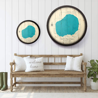 North Manistique Lake, Michigan on a Barrel End Barrel End Wall Art Lake Art