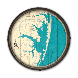 Ocean City, Maryland/Delaware on a Barrel End Barrel End Wall Art Lake Art