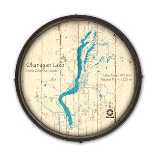 Okanagan Lake, British Columbia on a Barrel End Barrel End Wall Art Lake Art