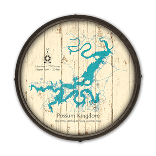 Possum Kingdom Lake, Texas on a Barrel End Barrel End Wall Art Lake Art