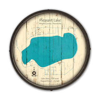 Pleasant Lake, Minnesota on a Barrel End Barrel End Wall Art Lake Art