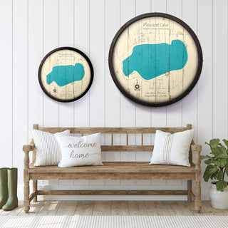 Pleasant Lake, Minnesota on a Barrel End Barrel End Wall Art Lake Art