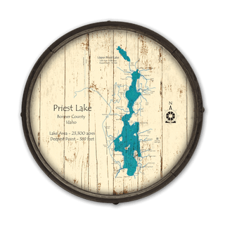 Priest Lake, Idaho on a Barrel End Barrel End Wall Art Lake Art