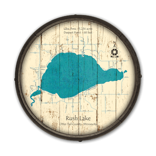 Rush Lake, Otter Tail Minnesota on a Barrel End Barrel End Wall Art Lake Art