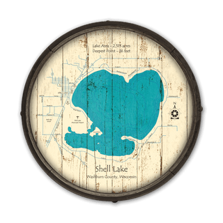 Shell Lake, Wisconsin on a Barrel End Barrel End Wall Art Lake Art