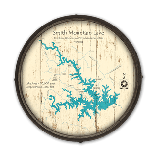 Smith Mountain Lake, Virginia on a Barrel End Barrel End Wall Art Lake Art