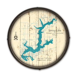 Spring Lake, Michigan on a Barrel End Barrel End Wall Art Lake Art