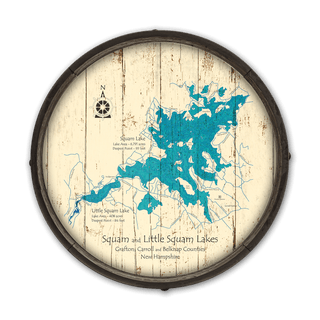 Squam & Little Squam Lakes, New Hampshire on a Barrel End Barrel End Wall Art Lake Art