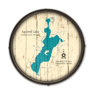 Squirrel Lake, Wisconsin on a Barrel End Barrel End Wall Art Lake Art