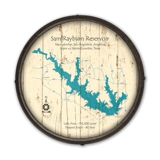Sam Rayburn Reservoir, Texas on a Barrel End Barrel End Wall Art Lake Art