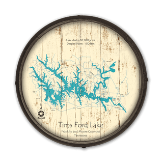 Tims Ford Lake, Tennessee on a Barrel End Barrel End Wall Art Lake Art