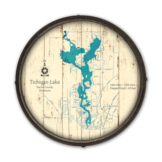 Tichigan Lake, Wisconsin on a Barrel End Barrel End Wall Art Lake Art