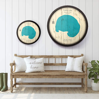 Tuttle Lake, Wisconsin on a Barrel End Barrel End Wall Art Lake Art