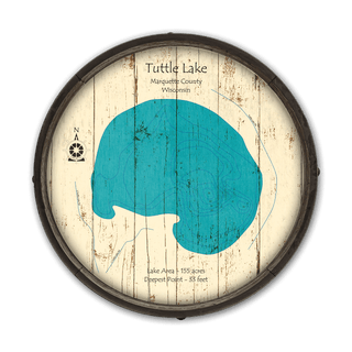 Tuttle Lake, Wisconsin on a Barrel End Barrel End Wall Art Lake Art