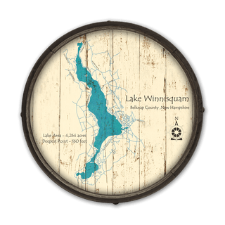 Lake Winnisquam, New Hampshire on a Barrel End Barrel End Wall Art Lake Art
