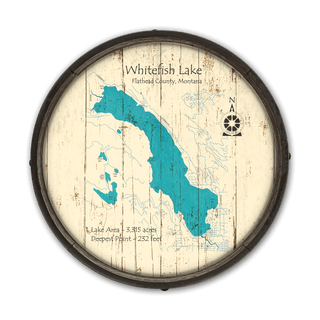 Whitefish Lake, Montana on a Barrel End Barrel End Wall Art Lake Art