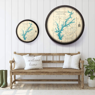 West Point Lake, Georgia/Alabama on a Barrel End Barrel End Wall Art Lake Art
