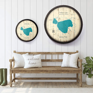 Yellow Lake, Wisconsin on a Barrel End Barrel End Wall Art Lake Art