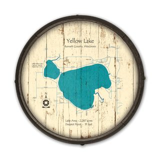 Yellow Lake, Wisconsin on a Barrel End Barrel End Wall Art Lake Art