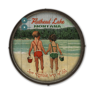 Hand in Hand: Children's Lake Time - Barrel End Wall Art Barrel End Wall Art Meissenburg Designs