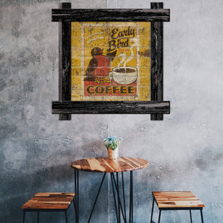 Early Bird Coffee- Framed Wall Art Brick Ghost Wall Art Anderson Design Group