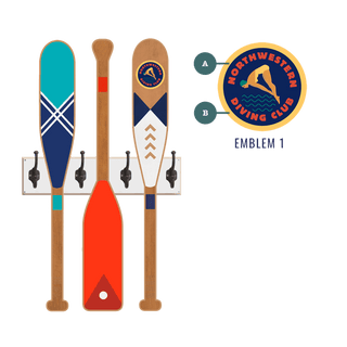 Oar Coatrack - Seafarer's Edition Coatrack Wall Decor Meissenburg Designs Wood with Metal Hooks 25" x 44" Emblem 1