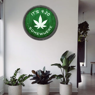 It's 4:20 Somewhere - Green - LED Barrel End Wall Art Barrel End Wall Art Meissenburg Designs