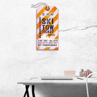 Striped Ski Tow Ticket - Luggage Tag Luggage Tag Wall Art Meissenburg Designs