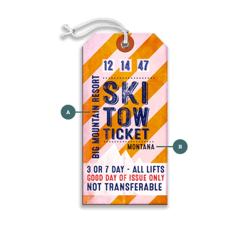 Striped Ski Tow Ticket - Luggage Tag Luggage Tag Wall Art Meissenburg Designs