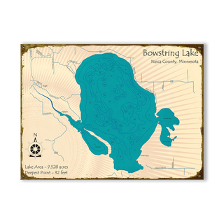 Bowstring Lake, Minnesota - Wood & Metal Wall Art Wood & Metal Wall Art Lake Art Metal 23" x 17"